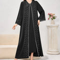 Modest Casual Black Diamond Embellished Loose Dress Abaya (MOA207)