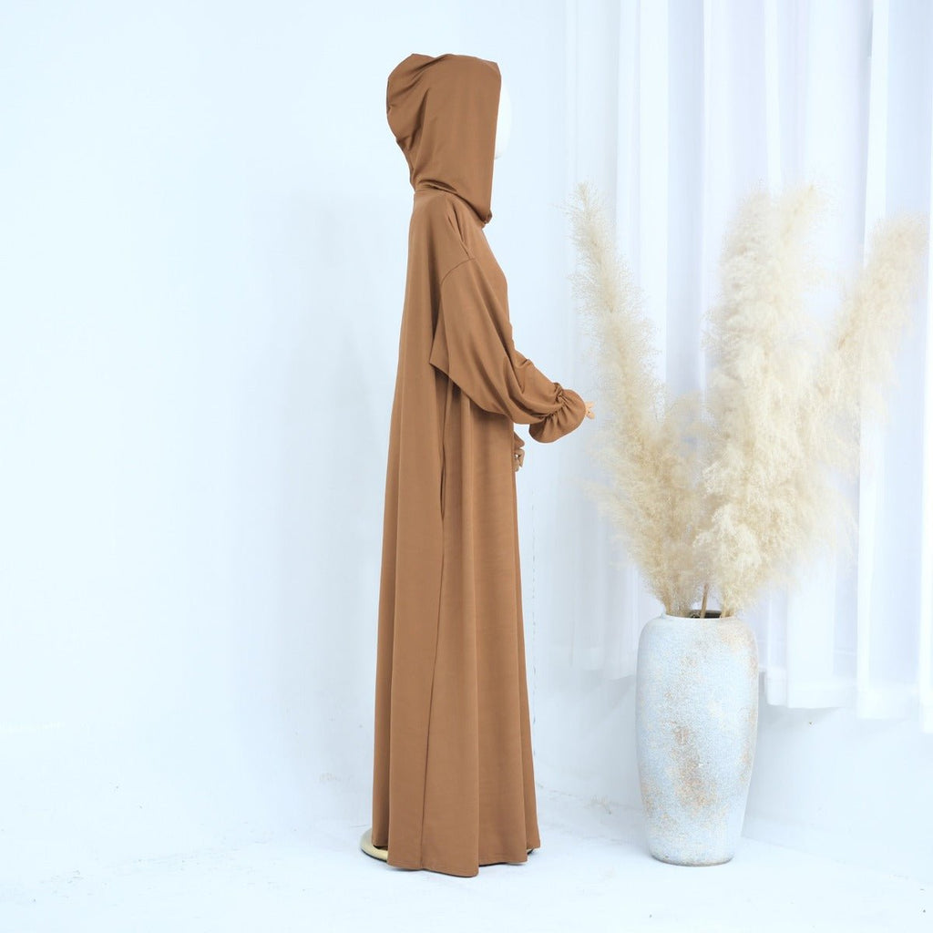 Modest Casual Hooded Abaya Collection | Tone Robes with Bubble Sleeves (MJ021)