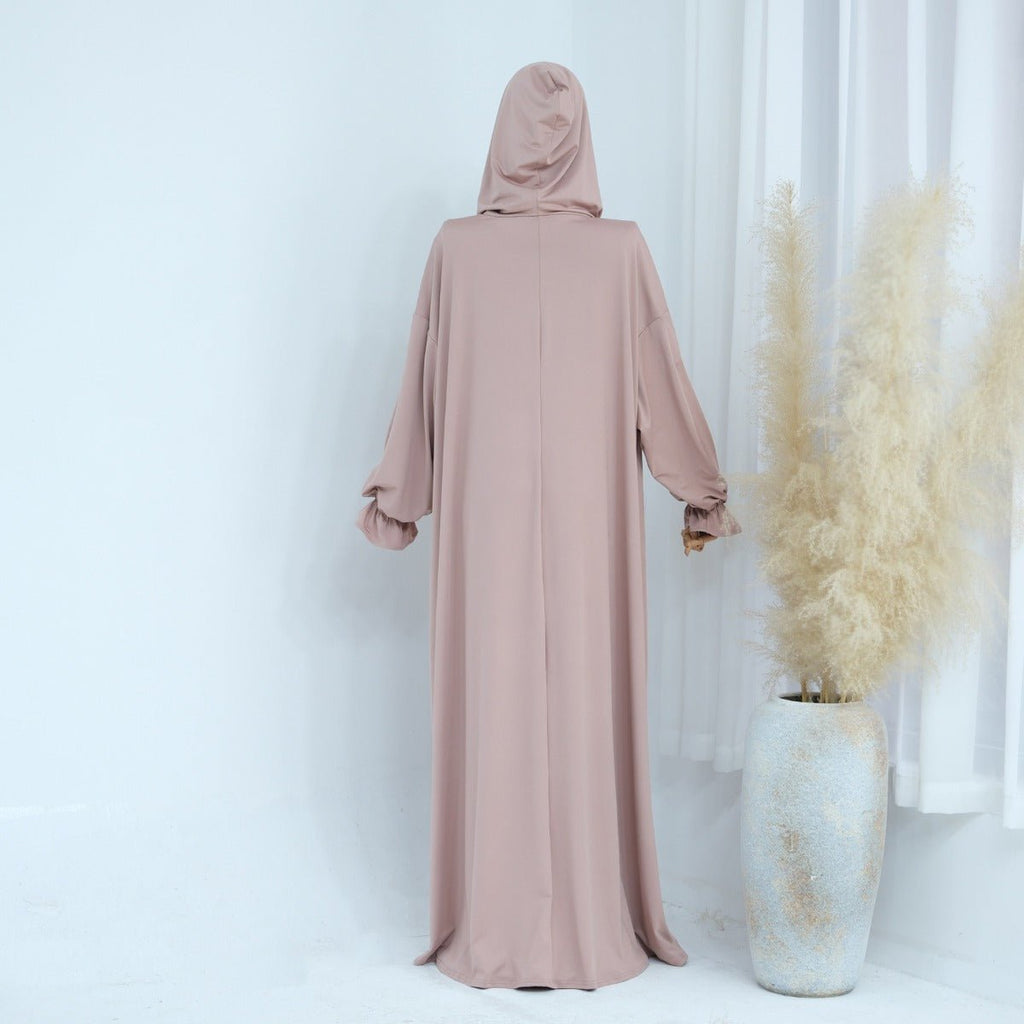 Modest Casual Hooded Abaya Collection | Tone Robes with Bubble Sleeves (MJ021)
