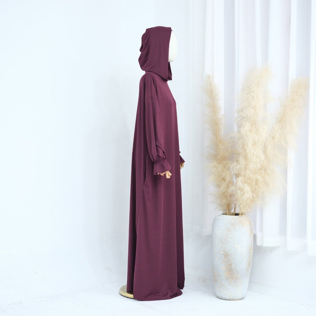 Modest Casual Hooded Abaya Collection | Tone Robes with Bubble Sleeves (MJ021)