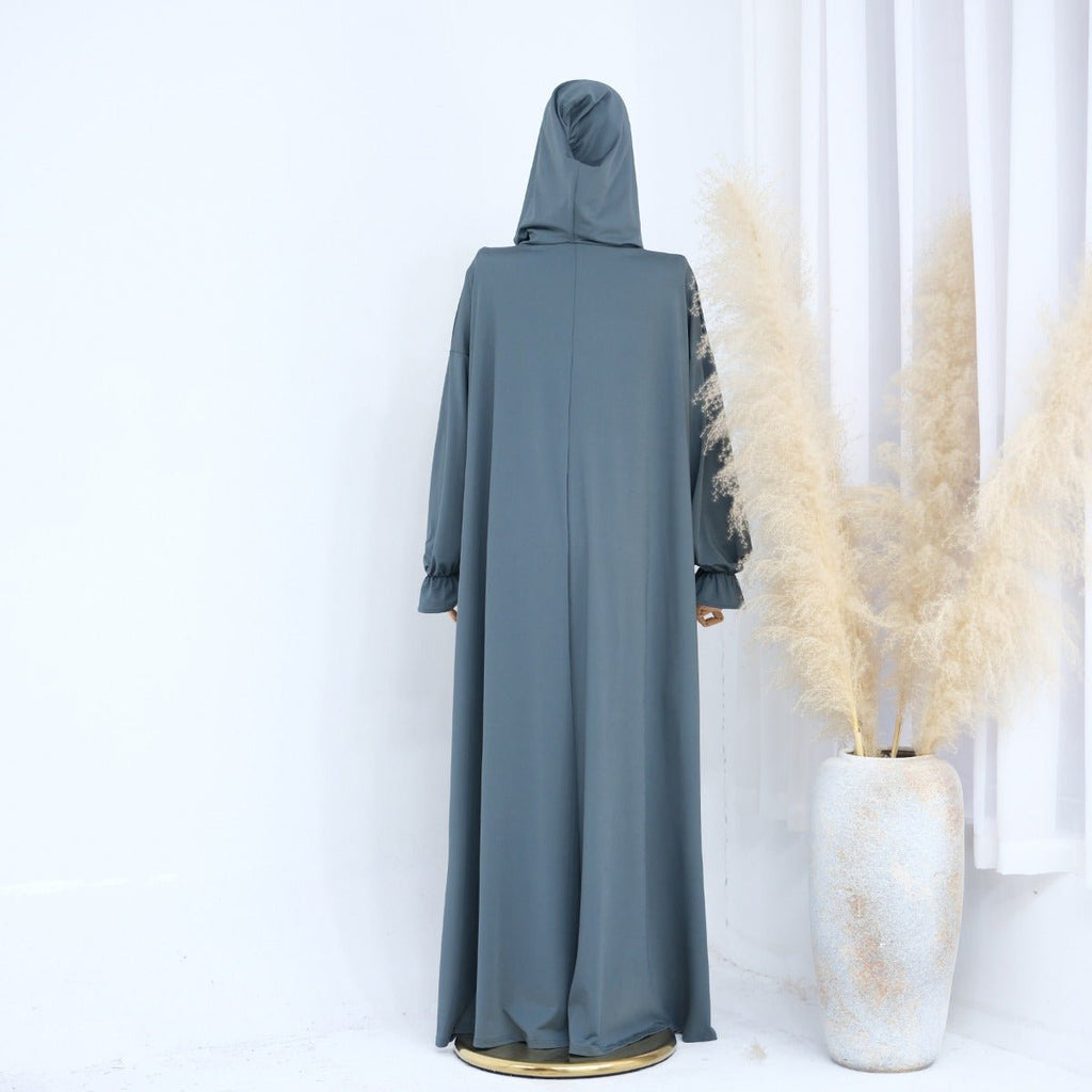 Modest Casual Hooded Abaya Collection | Tone Robes with Bubble Sleeves (MJ021)