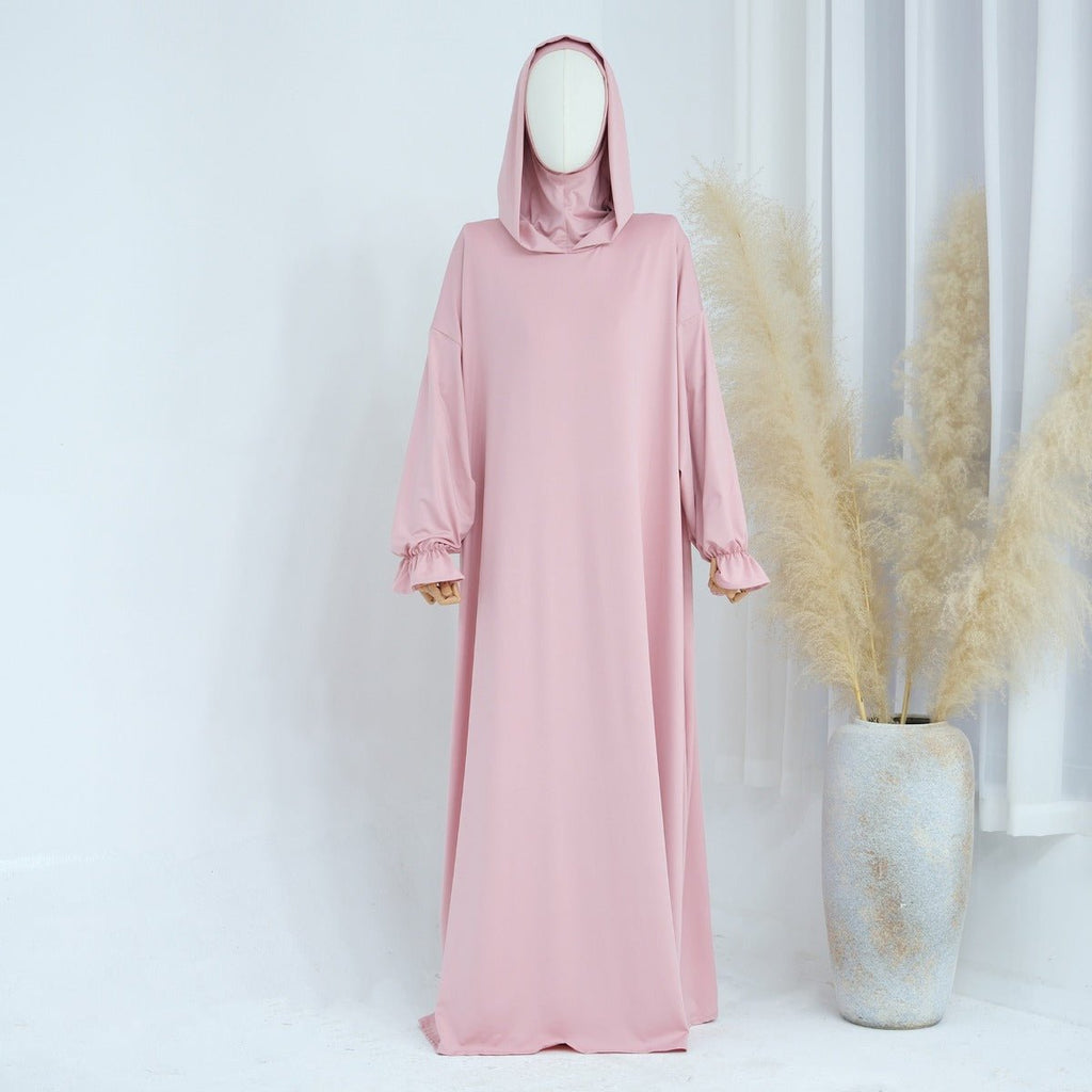 Modest Casual Hooded Abaya Collection | Tone Robes with Bubble Sleeves (MJ021)