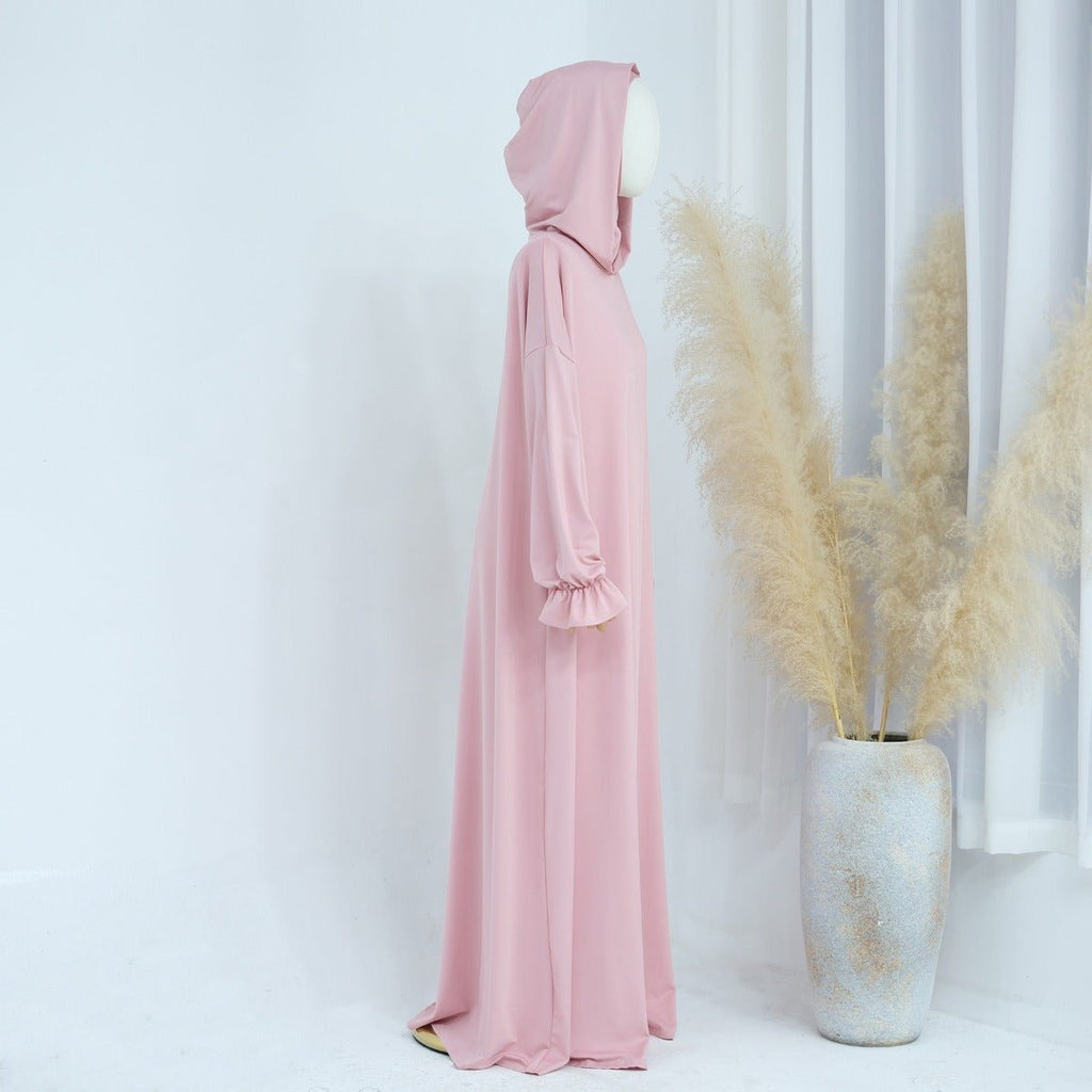 Modest Casual Hooded Abaya Collection | Tone Robes with Bubble Sleeves (MJ021)