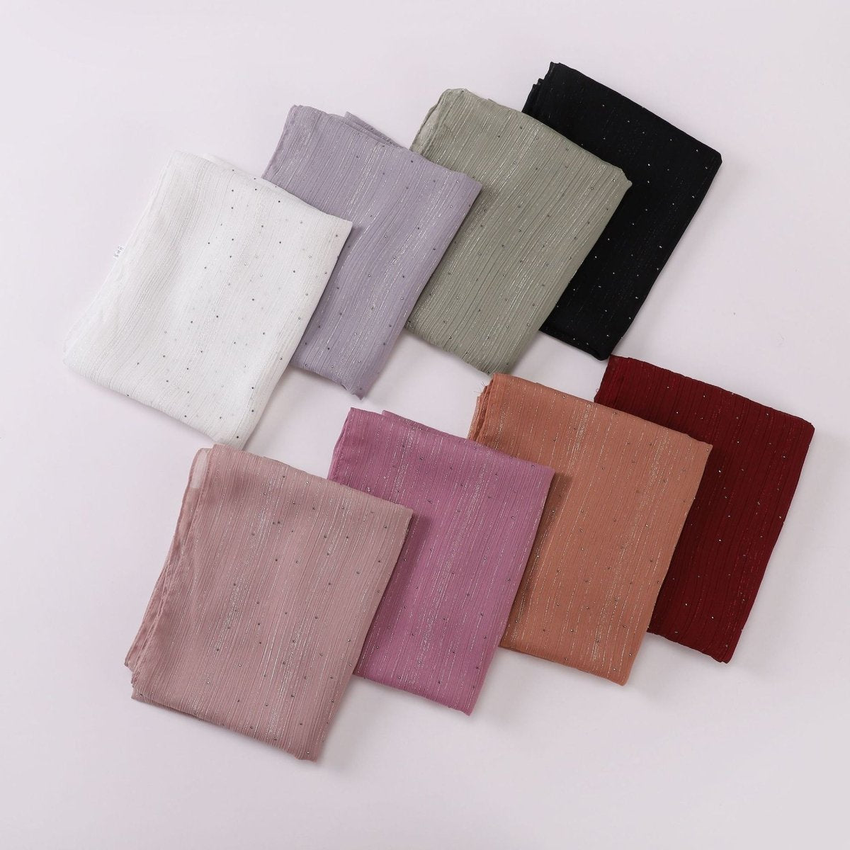 Modest Elegance Silver Crinkle Drape Hijab with Rhinestones (MH155)