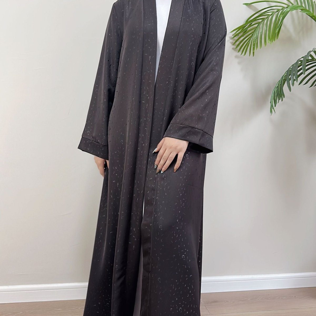 Modest Elegant Dress 3D Textured Printer with Flared Sleeves(MOA210)