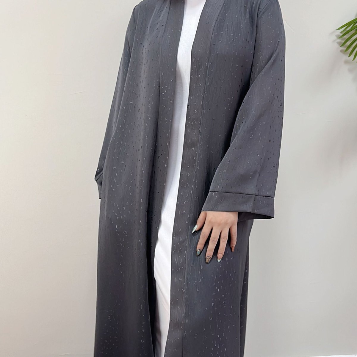 Modest Elegant Dress 3D Textured Printer with Flared Sleeves(MOA210)