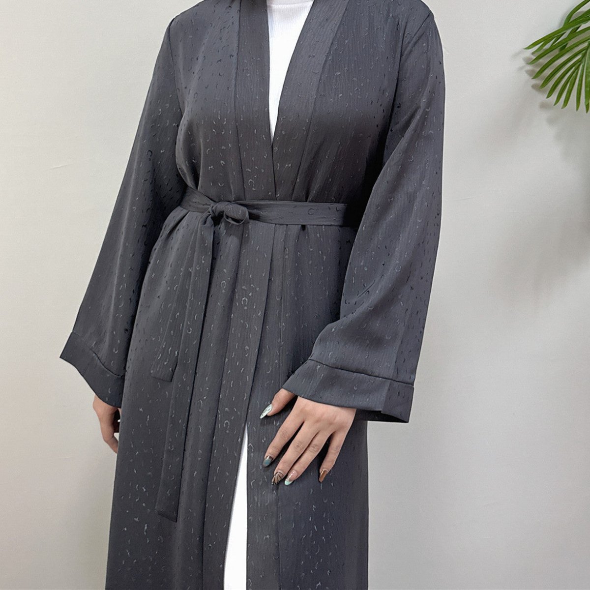 Modest Elegant Dress 3D Textured Printer with Flared Sleeves(MOA210)