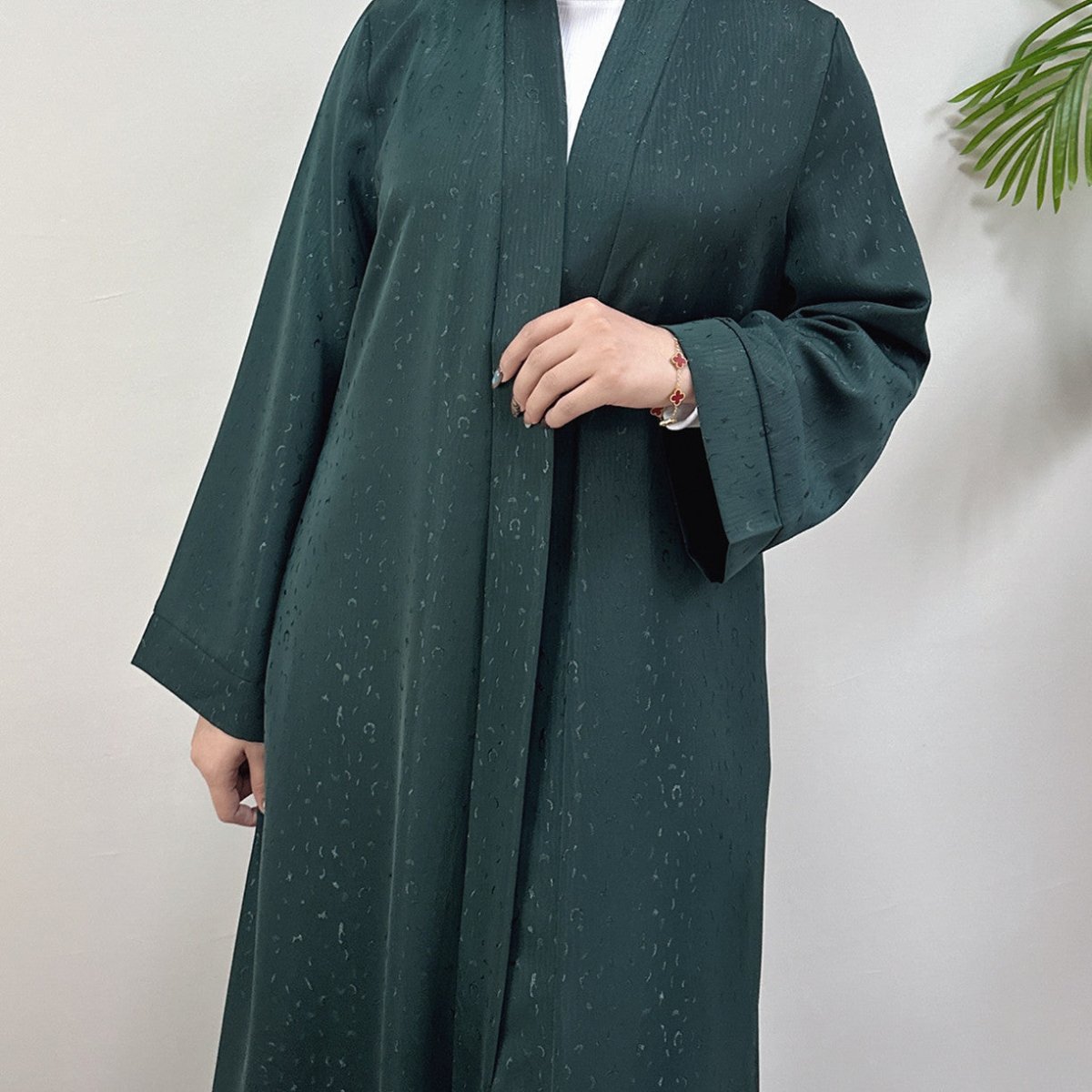 Modest Elegant Dress 3D Textured Printer with Flared Sleeves(MOA210)