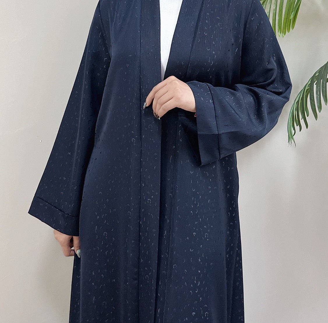 Modest Elegant Dress 3D Textured Printer with Flared Sleeves(MOA210)