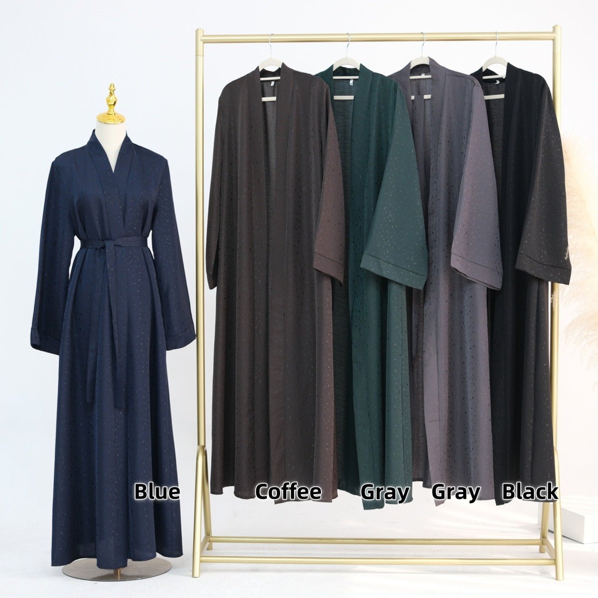 Modest Elegant Dress 3D Textured Printer with Flared Sleeves(MOA210)