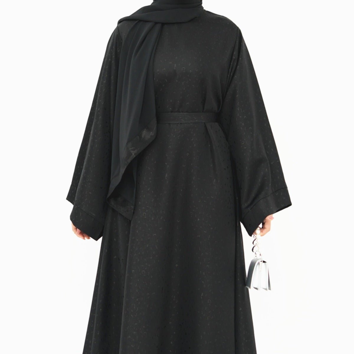 Modest  Elegant Solid Color Abaya Robe with Wide Sleeves & Detachable Belt(MA279)