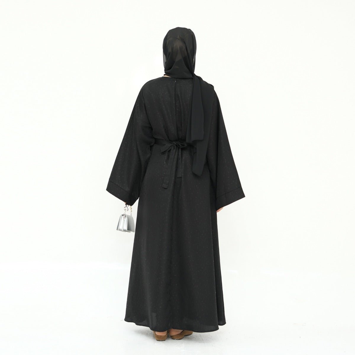 Modest  Elegant Solid Color Abaya Robe with Wide Sleeves & Detachable Belt(MA279)