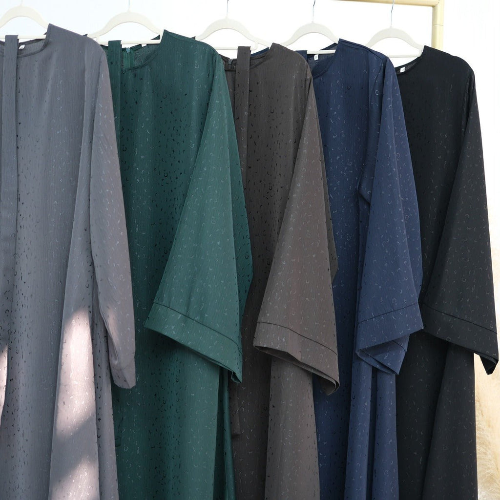 Modest  Elegant Solid Color Abaya Robe with Wide Sleeves & Detachable Belt(MA279)