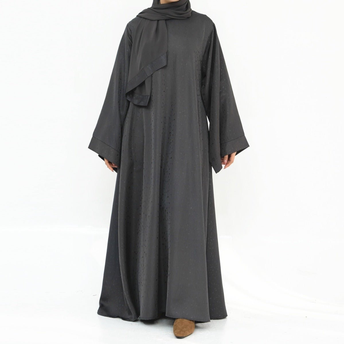 Modest  Elegant Solid Color Abaya Robe with Wide Sleeves & Detachable Belt(MA279)