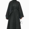 Modest  Elegant Solid Color Abaya Robe with Wide Sleeves & Detachable Belt(MA279)
