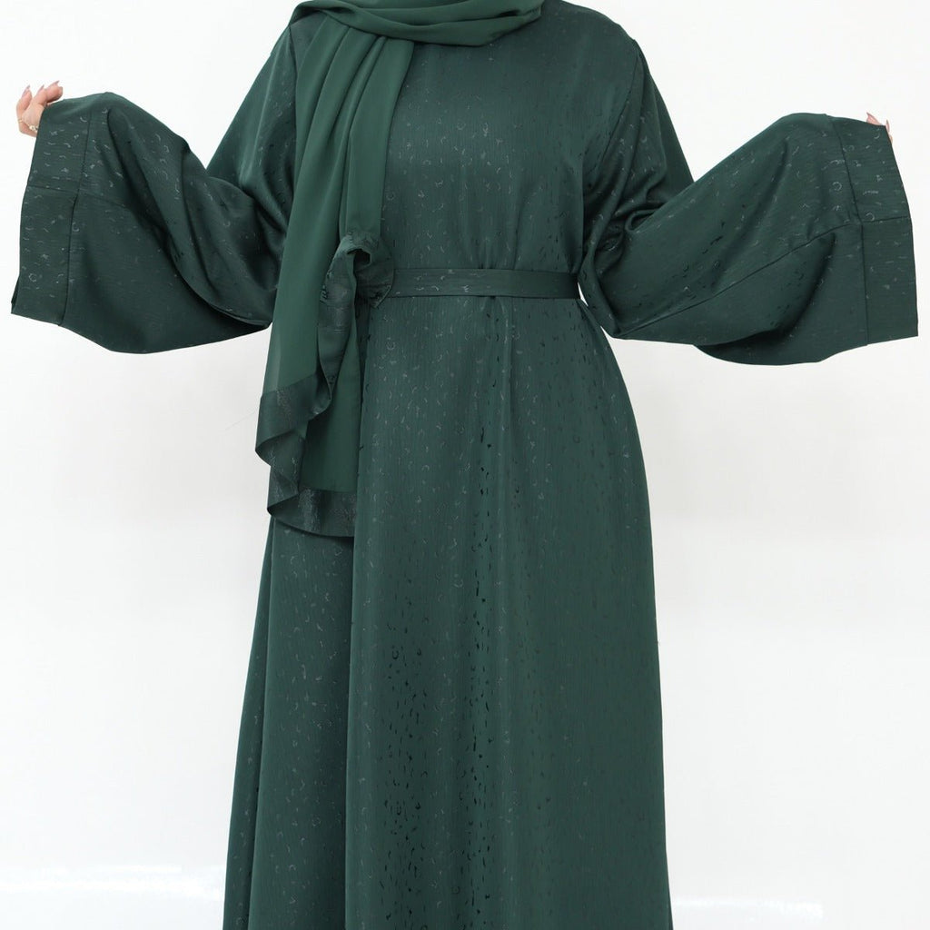 Modest  Elegant Solid Color Abaya Robe with Wide Sleeves & Detachable Belt(MA279)