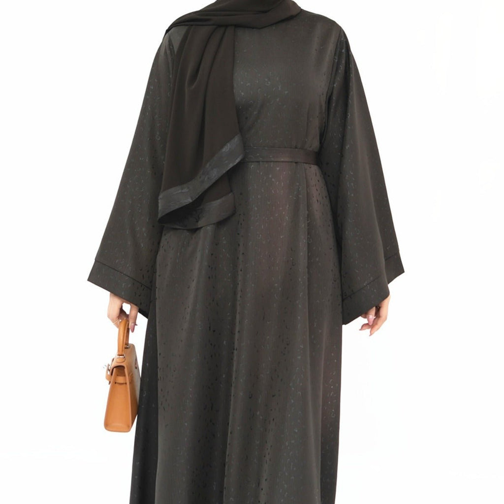 Modest  Elegant Solid Color Abaya Robe with Wide Sleeves & Detachable Belt(MA279)