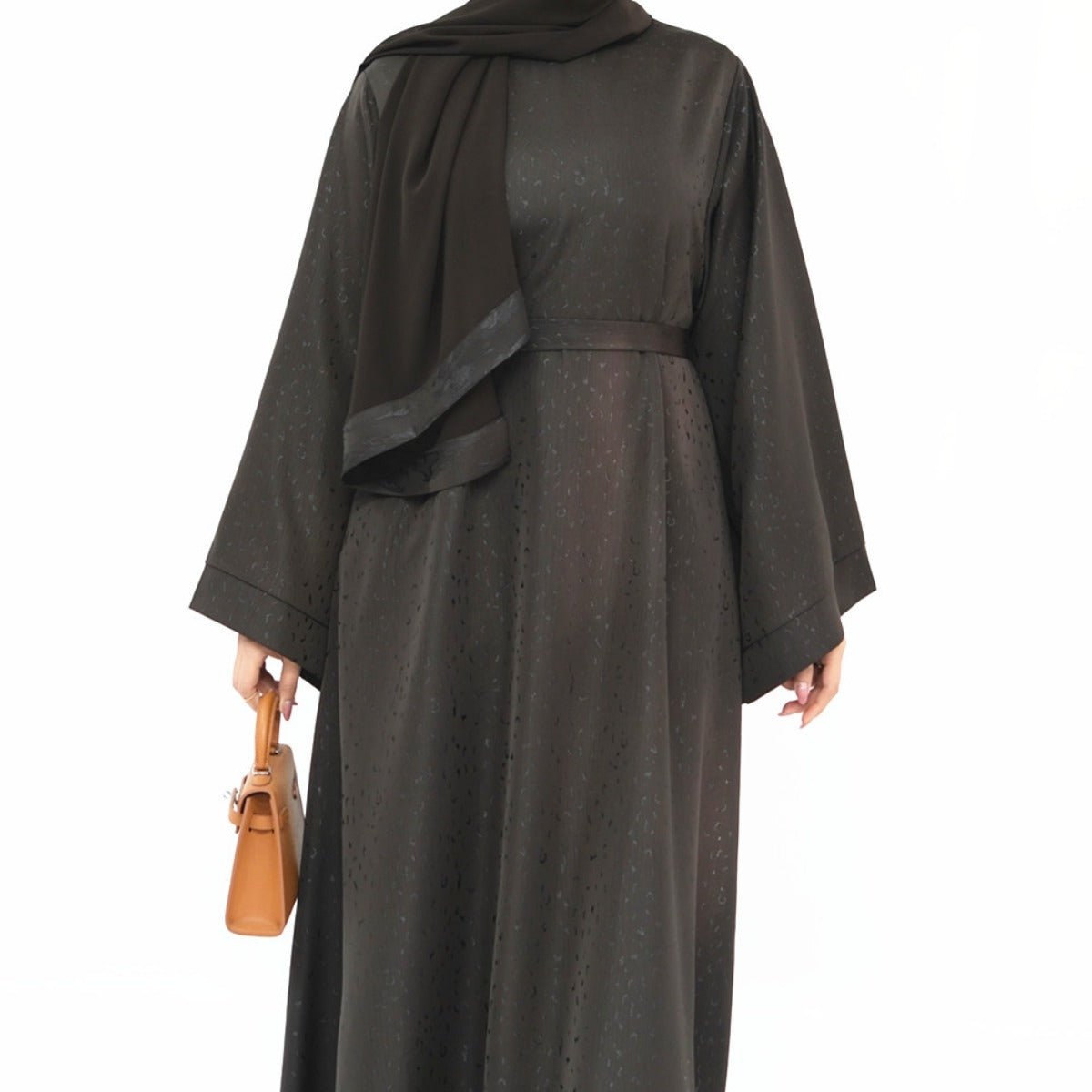 Modest  Elegant Solid Color Abaya Robe with Wide Sleeves & Detachable Belt(MA279)