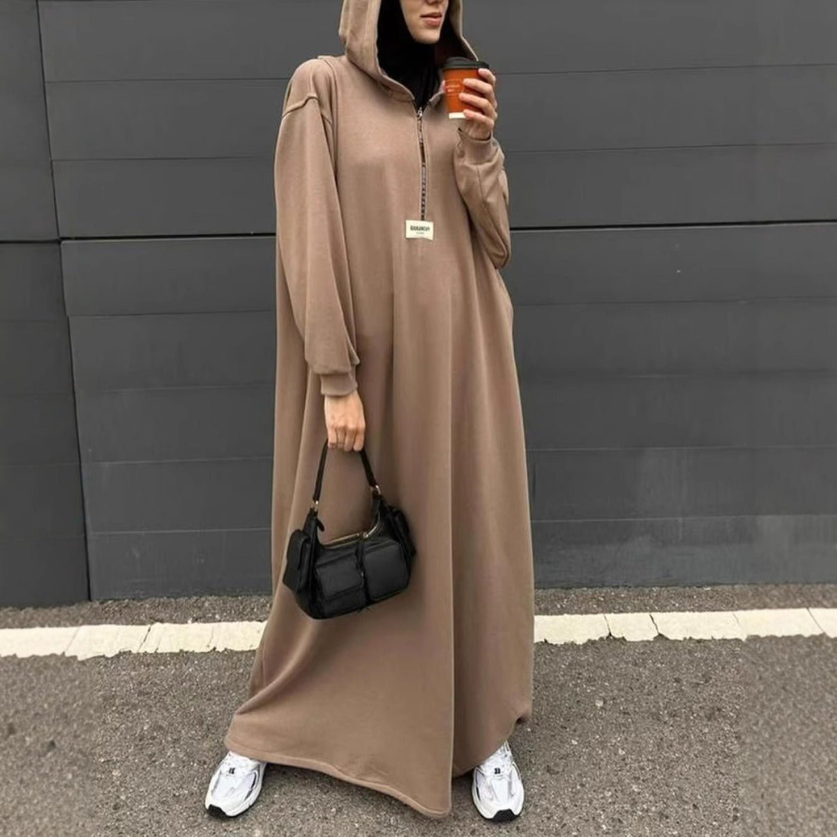 Modest Hooded Dress | Muslim Women's Long Sleeve  Casual Abaya (MA257)