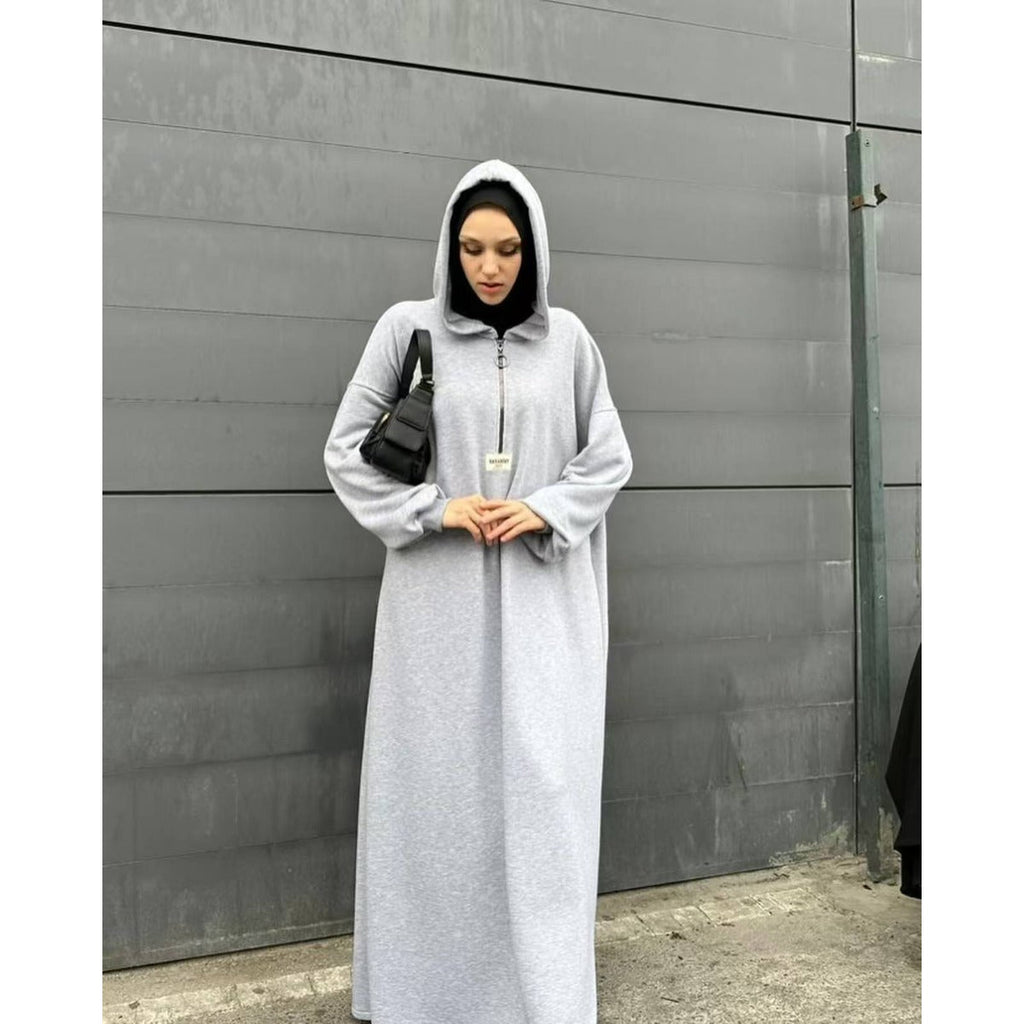 Modest Hooded Dress | Muslim Women's Long Sleeve  Casual Abaya (MA257)