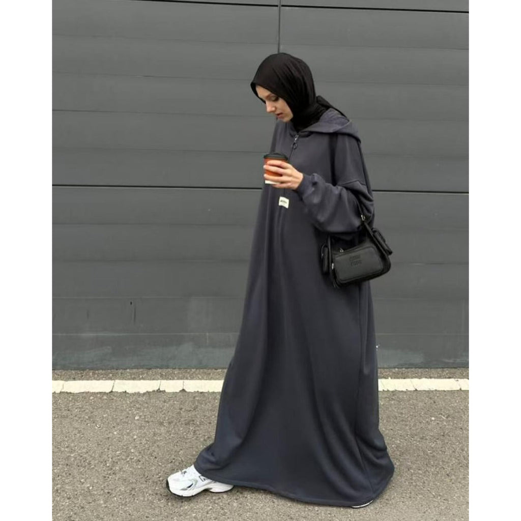 Modest Hooded Dress | Muslim Women's Long Sleeve  Casual Abaya (MA257)