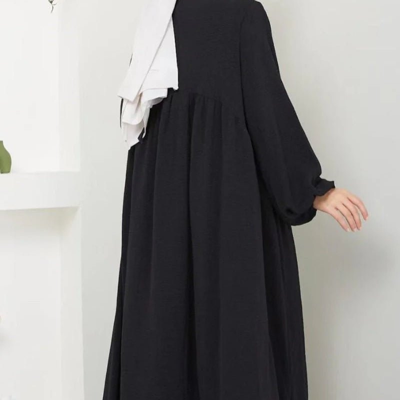 Modest Loose Fit Abaya with Lantern Sleeves | Ice Crepe Pullover Abaya (MA153)