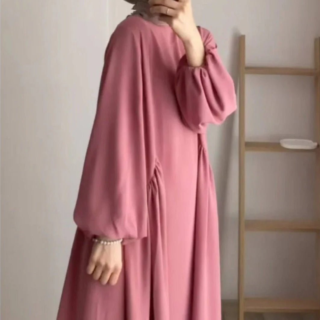 Modest Loose Fit Abaya with Lantern Sleeves | Ice Crepe Pullover Abaya (MA153)