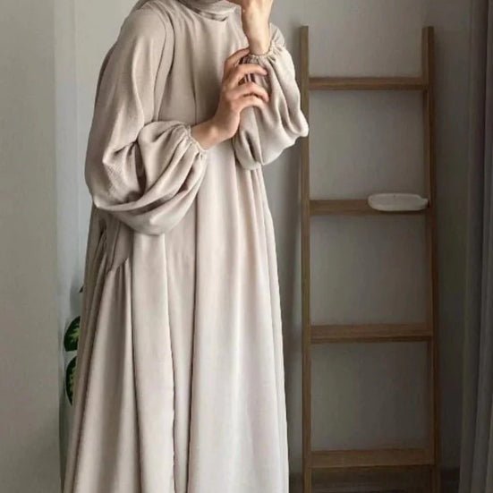 Modest Loose Fit Abaya with Lantern Sleeves | Ice Crepe Pullover Abaya (MA153)