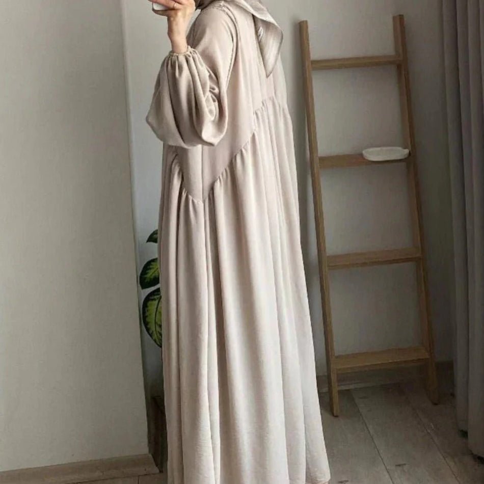 Modest Loose Fit Abaya with Lantern Sleeves | Ice Crepe Pullover Abaya (MA153)