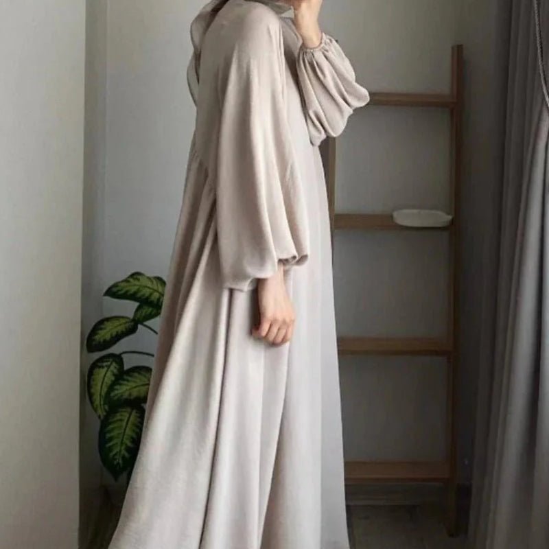 Modest Loose Fit Abaya with Lantern Sleeves | Ice Crepe Pullover Abaya (MA153)
