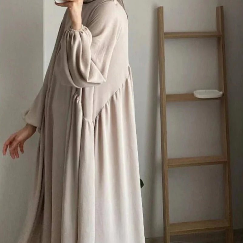 Modest Loose Fit Abaya with Lantern Sleeves | Ice Crepe Pullover Abaya (MA153)