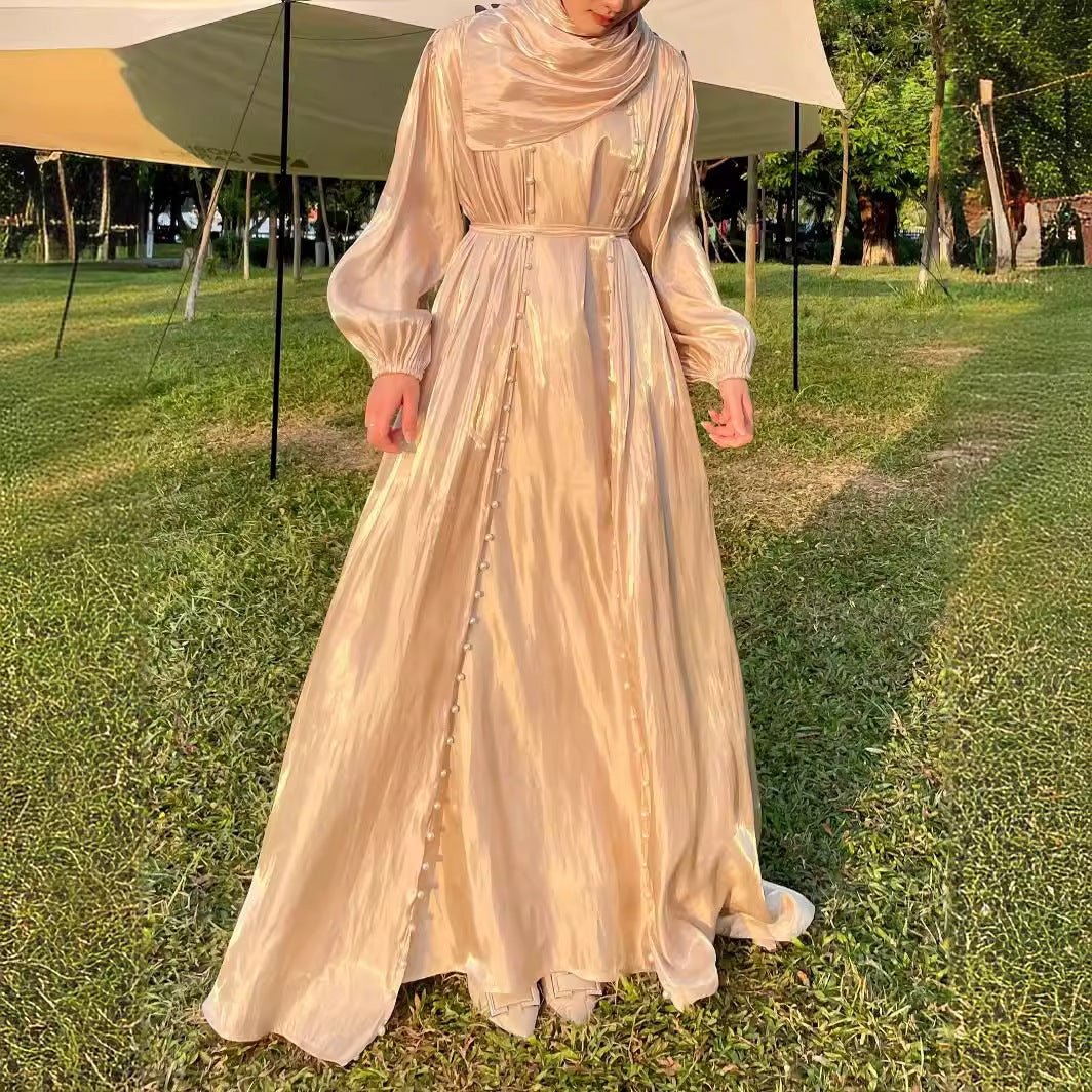 Modest Luxe Pearl-Embellished Streamer Evening Abaya Dress (MOA149)