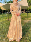 Modest Luxe Pearl-Embellished Streamer Evening Abaya Dress (MOA149)