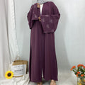 Modest Luxury Exquisite Transfer Diamond Printer Butterfly Sleeve Abaya (MOA206)