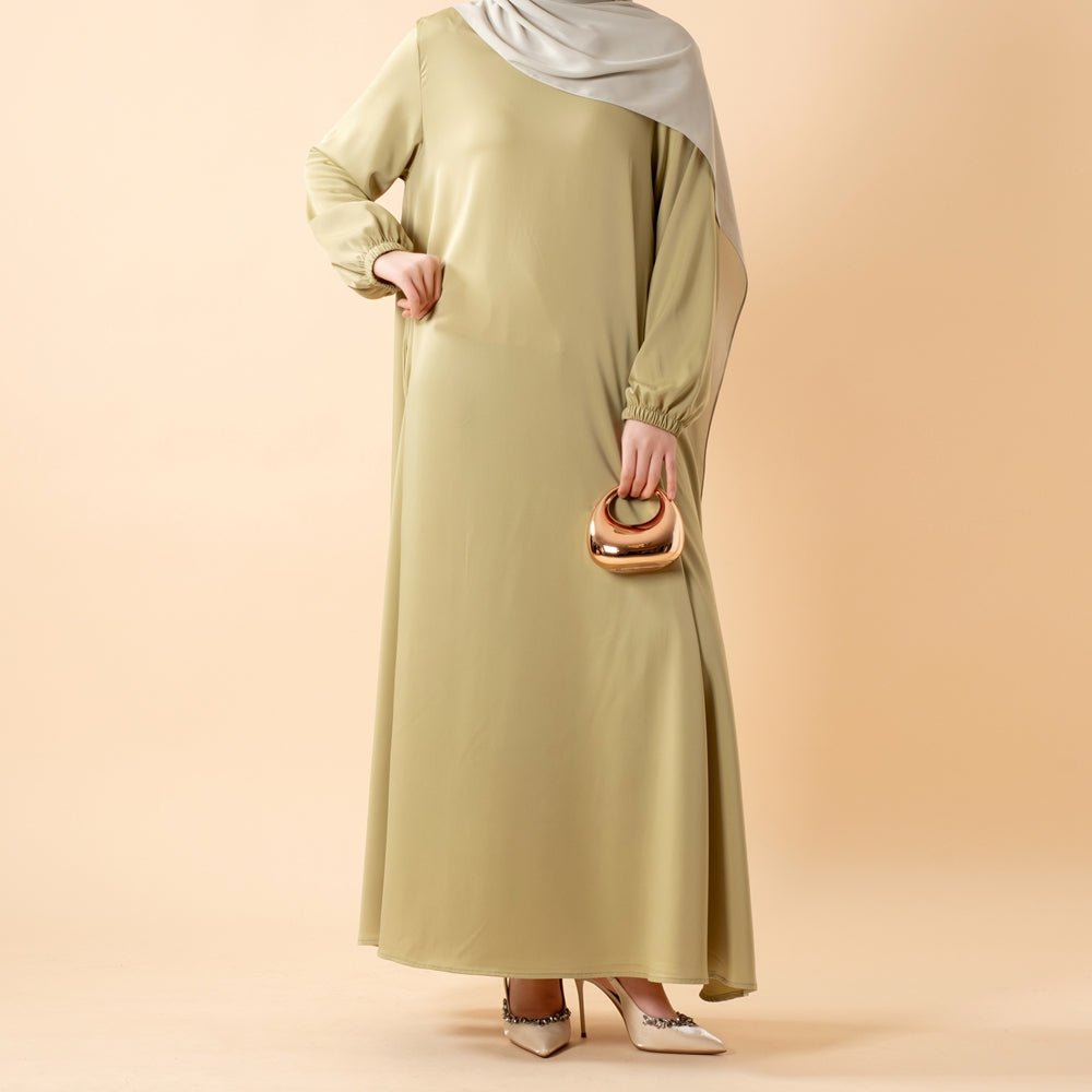 Modest Luxury Premium Satin Abaya | Umbrella Cut A-Line Abaya with Pockets (MA311)
