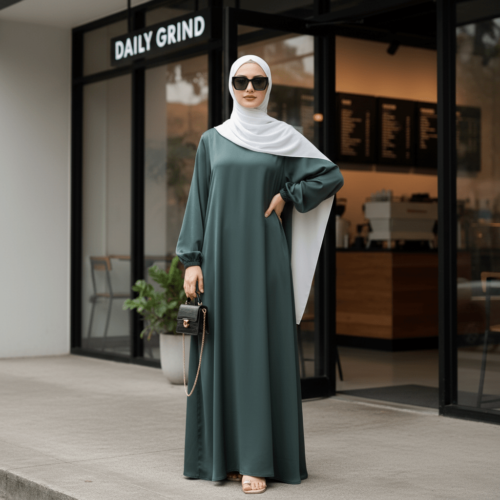 Modest Luxury Premium Satin Abaya | Umbrella Cut A-Line Abaya with Pockets (MA311)