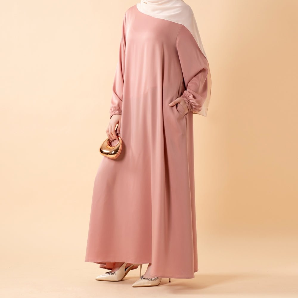 Modest Luxury Premium Satin Abaya | Umbrella Cut A-Line Abaya with Pockets (MA311)