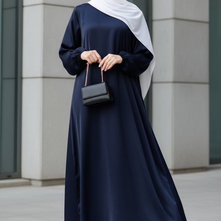 Modest Luxury Premium Satin Abaya | Umbrella Cut A-Line Abaya with Pockets (MA311)