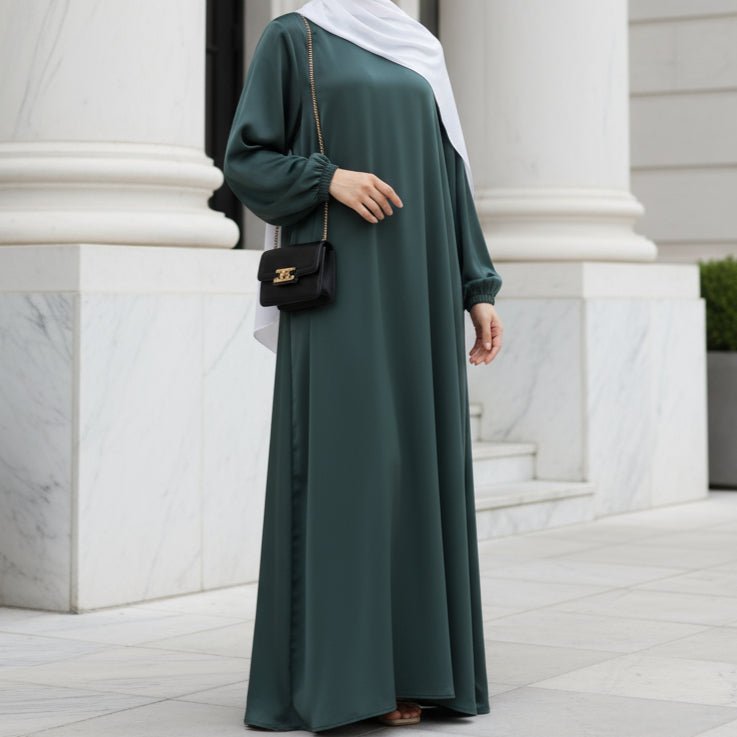 Modest Luxury Premium Satin Abaya | Umbrella Cut A-Line Abaya with Pockets (MA311)