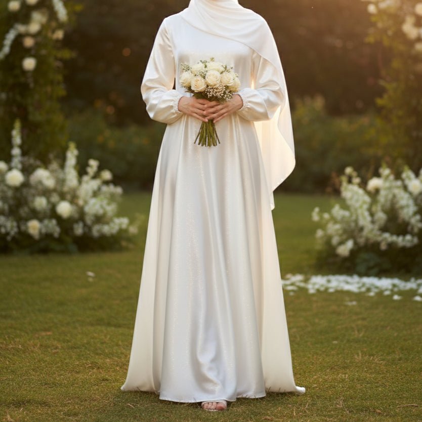 Modest Luxury Premium Satin Abaya | Umbrella Cut A-Line Abaya with Pockets (MA311)