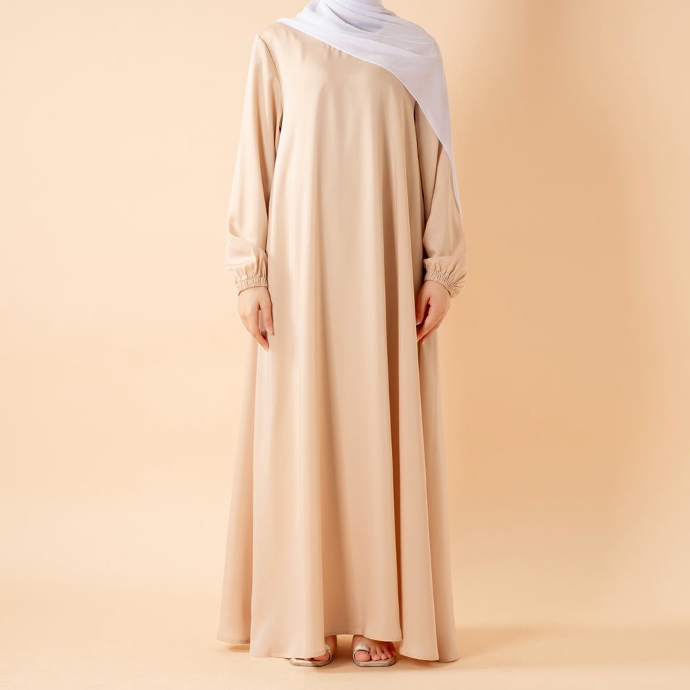 Modest Luxury Premium Satin Abaya | Umbrella Cut A-Line Abaya with Pockets (MA311)