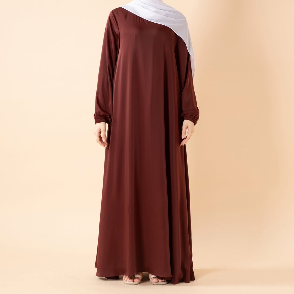 Modest Luxury Premium Satin Abaya | Umbrella Cut A-Line Abaya with Pockets (MA311)