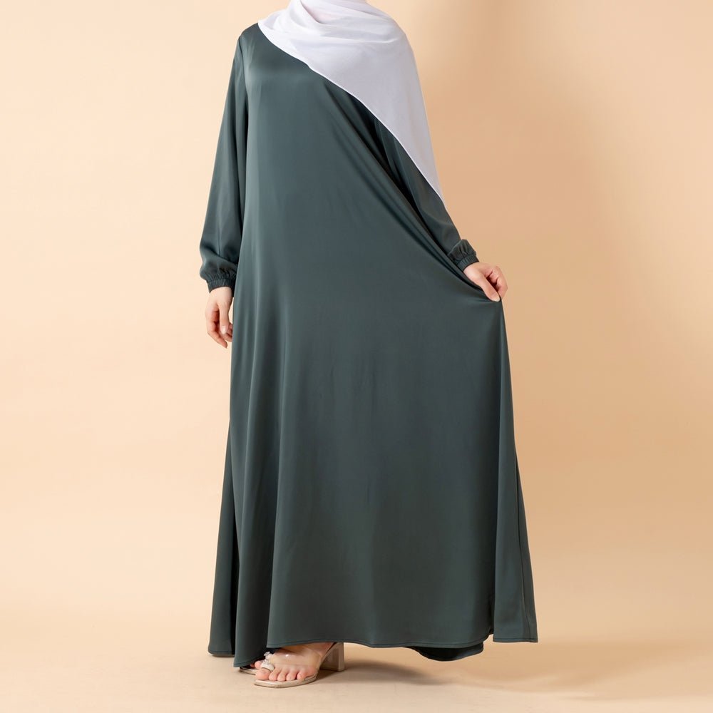 Modest Luxury Premium Satin Abaya | Umbrella Cut A-Line Abaya with Pockets (MA311)