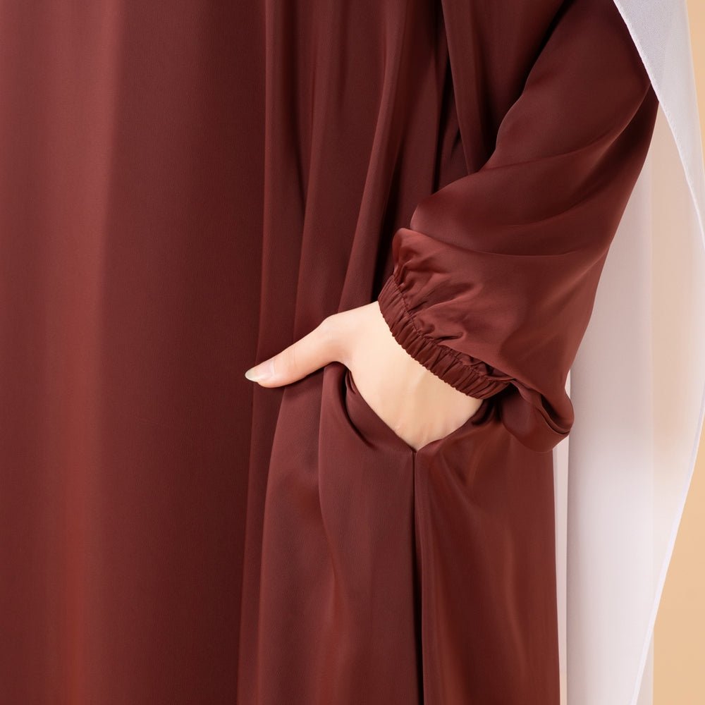 Modest Luxury Premium Satin Abaya | Umbrella Cut A-Line Abaya with Pockets (MA311)