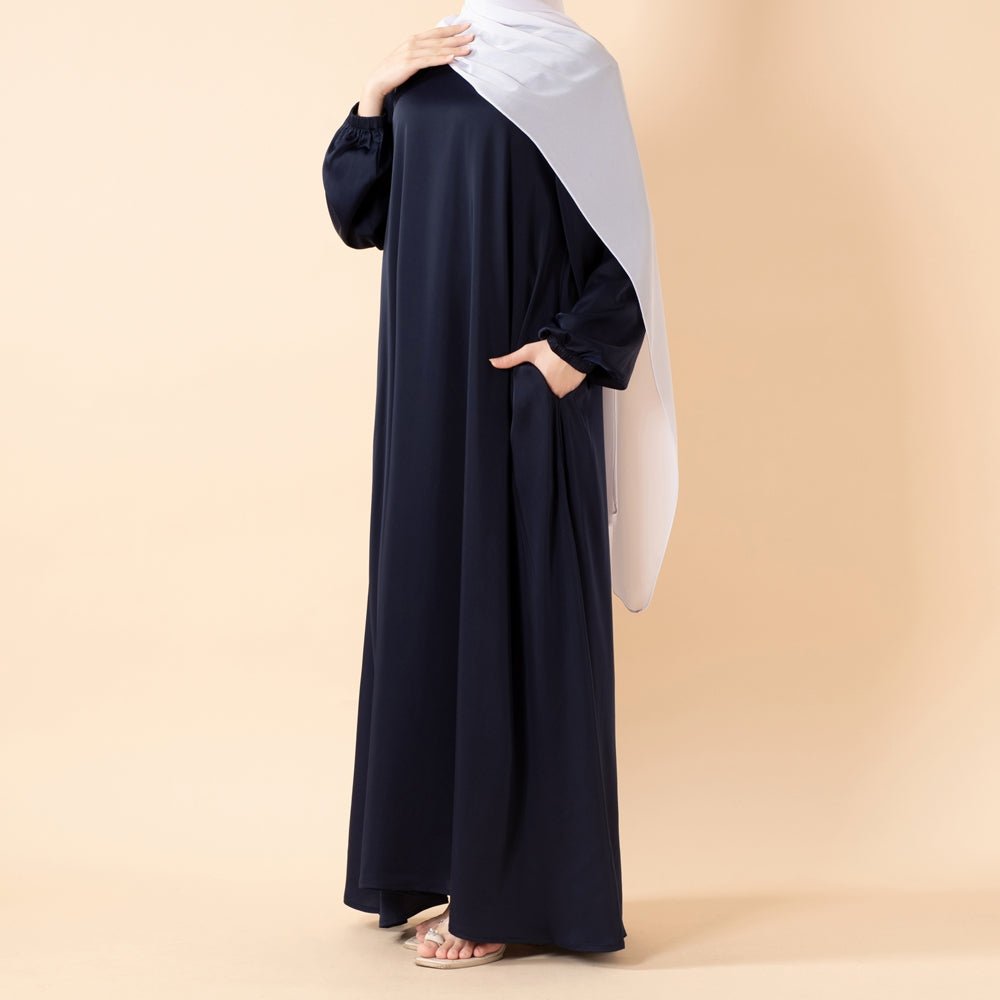 Modest Luxury Premium Satin Abaya | Umbrella Cut A-Line Abaya with Pockets (MA311)