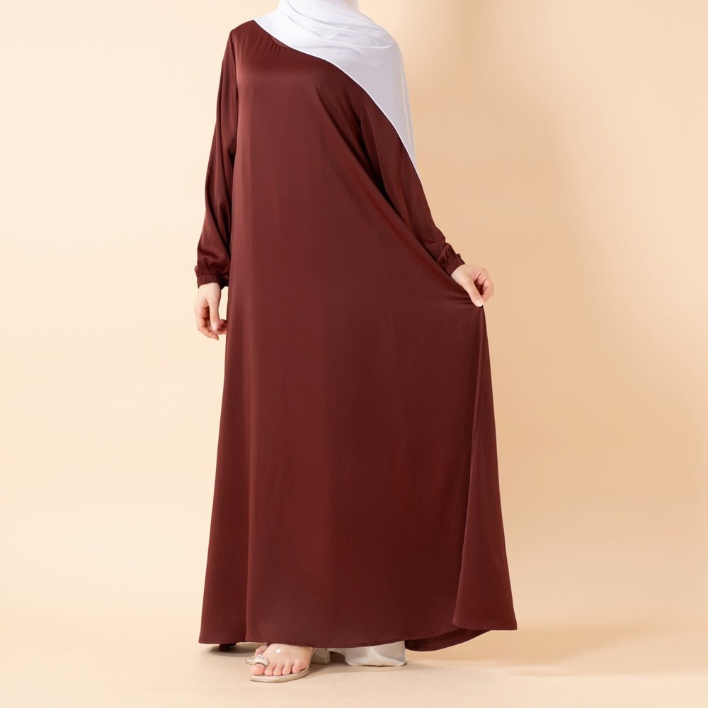 Modest Luxury Premium Satin Abaya | Umbrella Cut A-Line Abaya with Pockets (MA311)