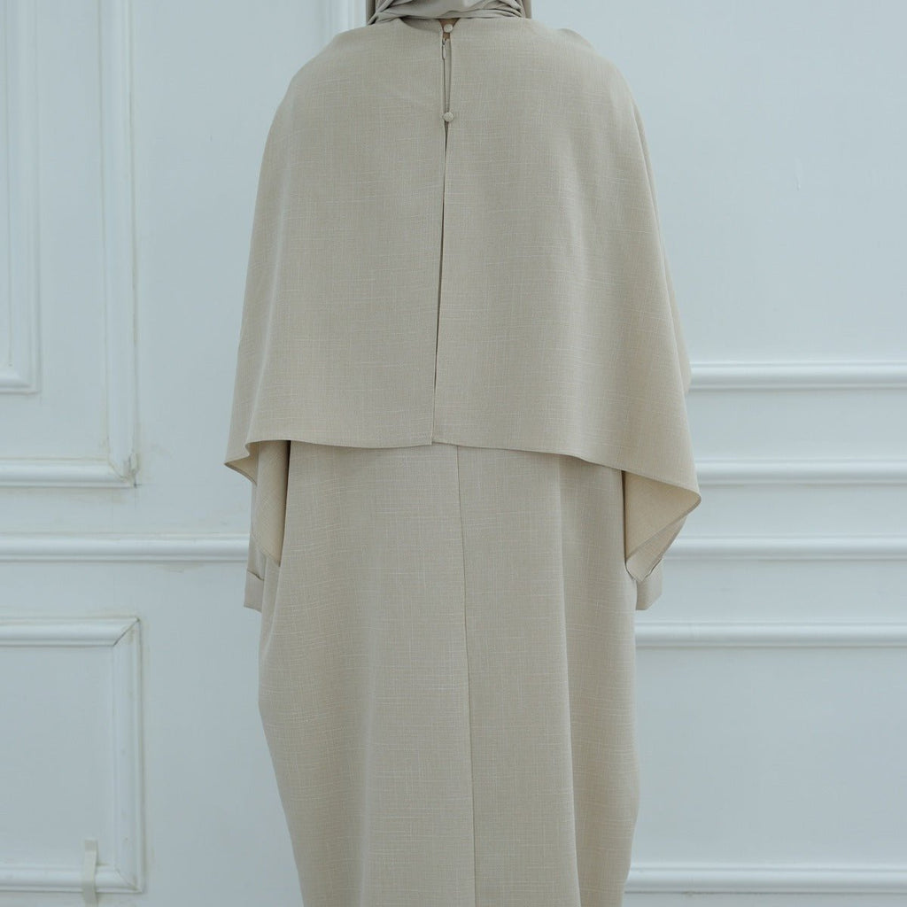Modest Luxury Robe Dress Set | Premium Muslim Solid Color Two-Piece Abaya (MA249)
