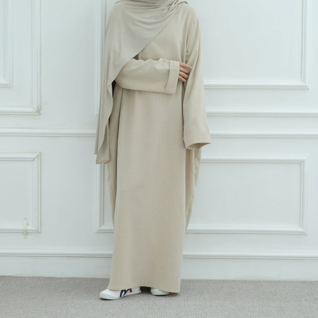 Modest Luxury Robe Dress Set | Premium Muslim Solid Color Two-Piece Abaya (MA249)