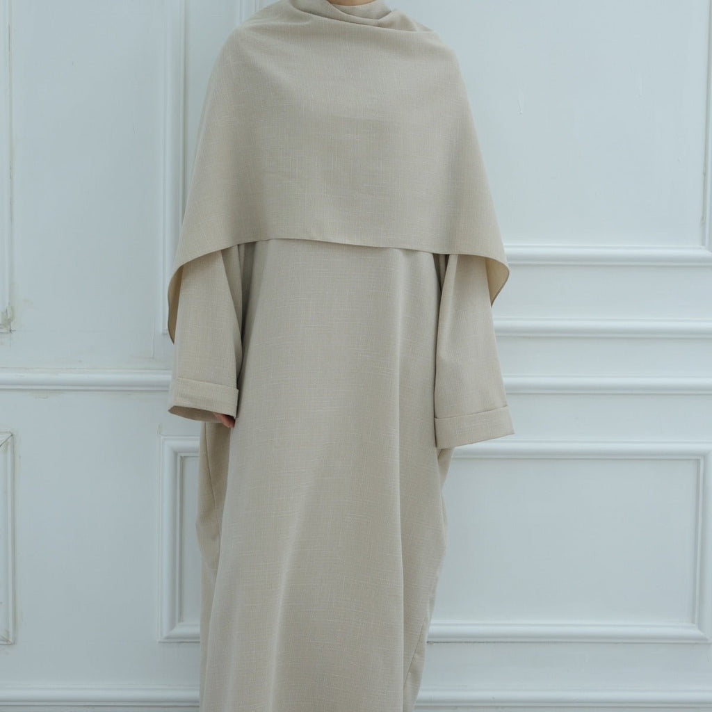 Modest Luxury Robe Dress Set | Premium Muslim Solid Color Two-Piece Abaya (MA249)