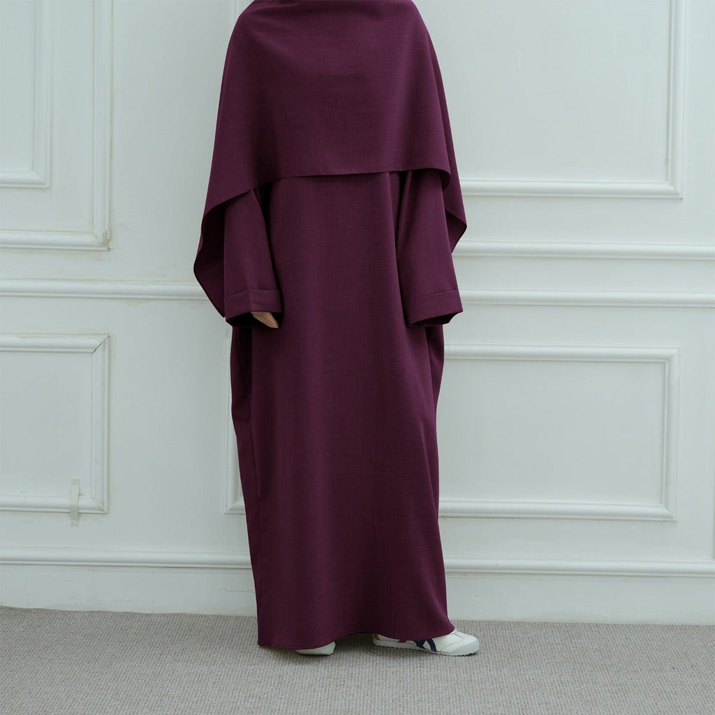 Modest Luxury Robe Dress Set | Premium Muslim Solid Color Two-Piece Abaya (MA249)